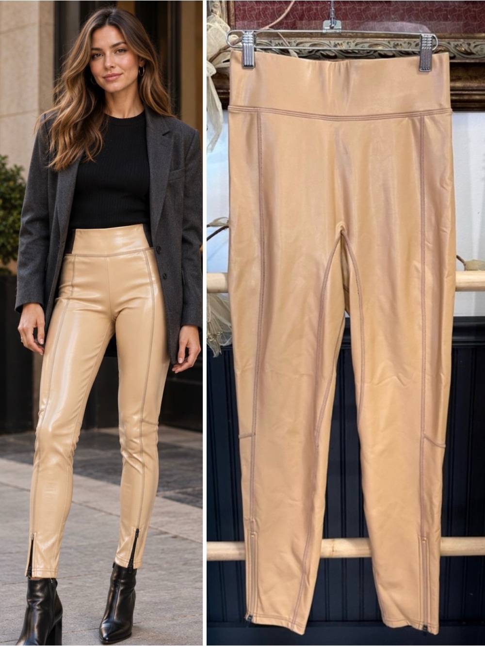 A.L.C. Emile Faux Leather High Rise Leggings Ankle Zip Size 4 💛🍄